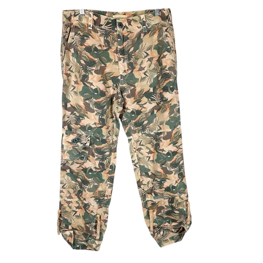 SUNDANCE Lagoon Women's 8 Linen/Cotton Blend Earth Tones Palm Cargo Ankle Pants